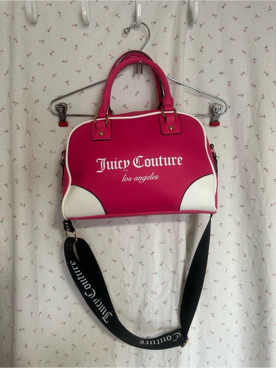 Juicy Couture Handbags - Juicy Couture Hot Pink and White Dome Satchel with Logo Strap